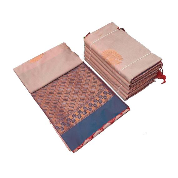 Gray & Cream Soft SIlk Saree - image 3 | Saree Palace Germany