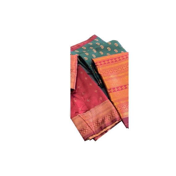 - Green & Red Half Silk Saree - image 3 | Saree Palace Germany | Bazaa