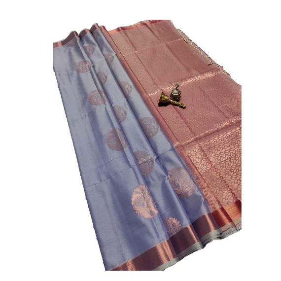 Lavender & Brown Soft Silk Saree - image 3 | Saree Palace Germany