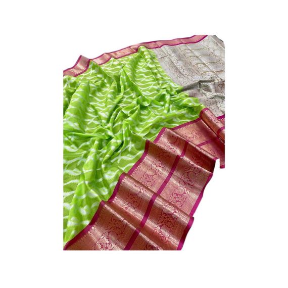 Light green and pink brocade silk saree - image 5 | Saree Palace Germany