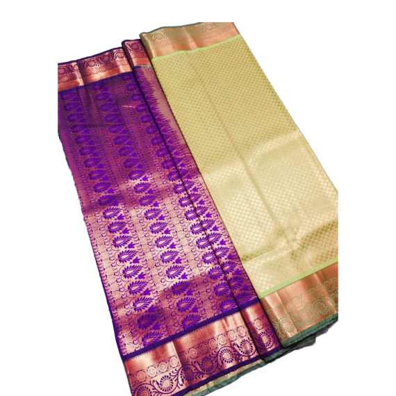 Light Pista Green & Purple Soft Silk Saree - image 3 | Saree Palace Germany