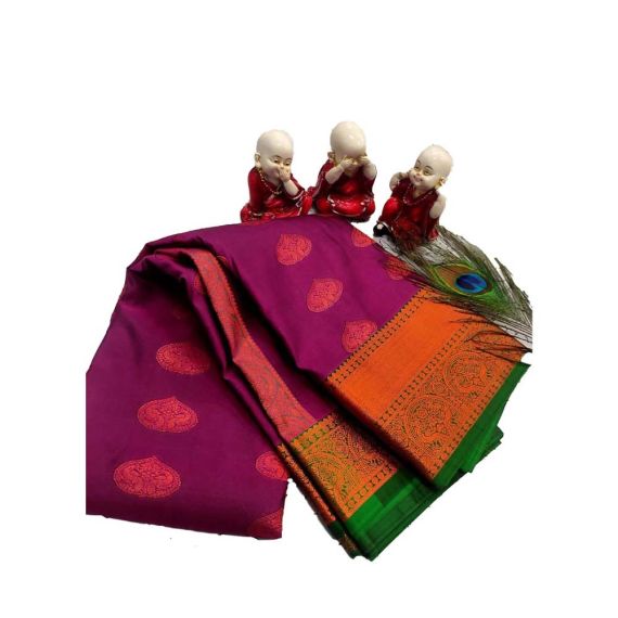 Magenta and Dark Green Soft Cotton Saree - image 3 | Saree Palace Germany