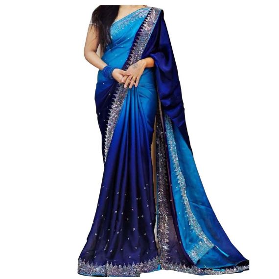- Navy Blue Party Wear Saree - image 3 | Saree Palace Germany | Bazaa