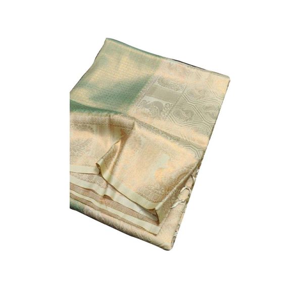 - Pastel Green with Copper Work Soft Silk Saree - image 7 | Saree Palace Germany | Bazaa