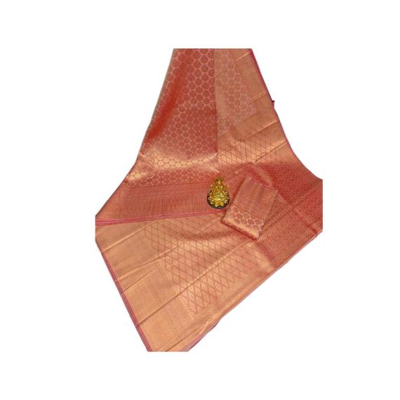 Peech Pink Cotton Woven Saree - image 3 | Saree Palace Germany