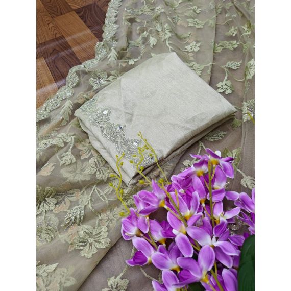- Pista green stone work net saree - image 14 | Saree Palace Germany | Bazaa