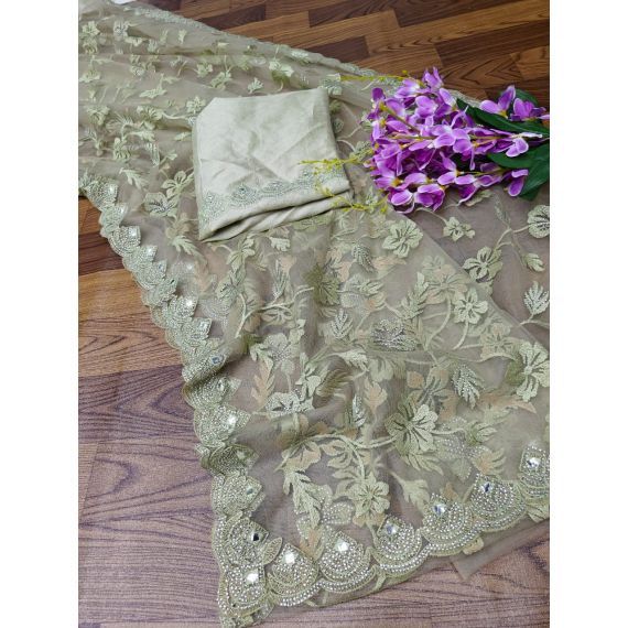 - Pista green stone work net saree - image 15 | Saree Palace Germany | Bazaa