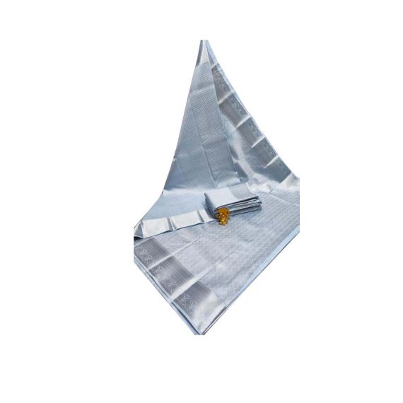 - Shiny Silver Half Silk Saree - image 3 | Saree Palace Germany | Bazaa