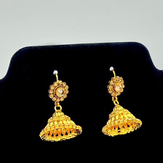 - Gold Plated Polki Kundan Jhumka - image 4 | Vastraany | Bazaa