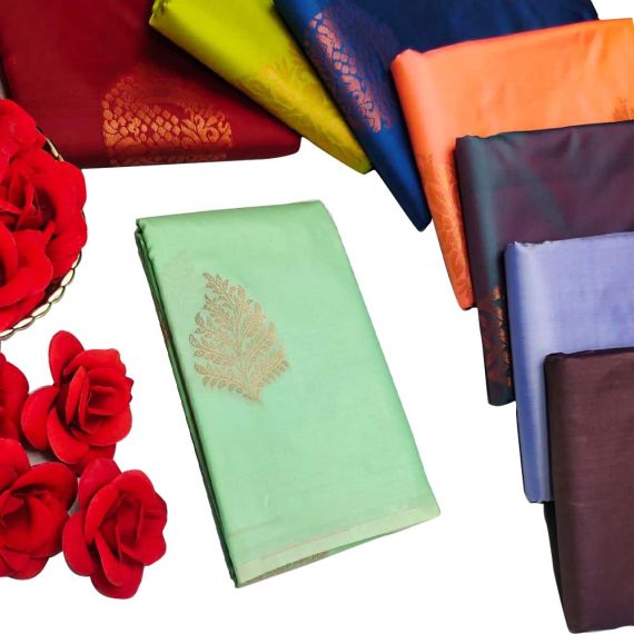 - Pastle Green Handloom Pure Soft Silk Saree - image 3 | Saree Palace Germany | Bazaa