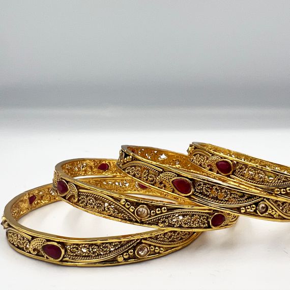 Quality Indian Bangles with Red Stones - image 3 | Vastraany