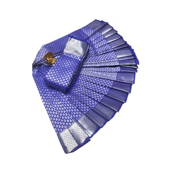 - Blue Elite bridal silk saree with silver jari & golden Jari - image 3 | Princess Fashion | Bazaa