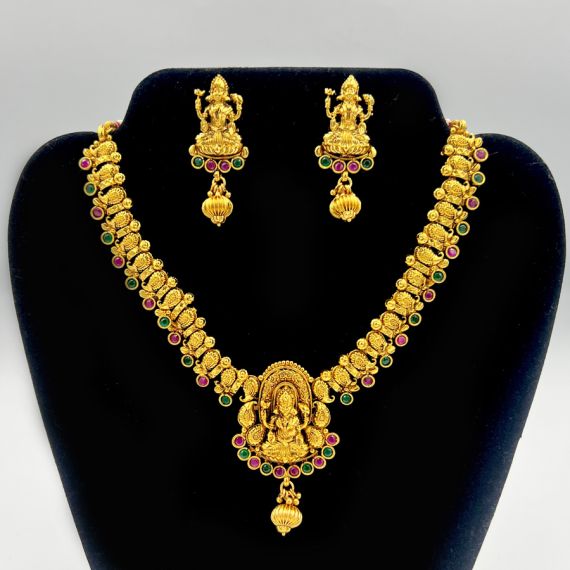 - South Indian Gold Necklace with Temple Finished Maha Laxmi - image 3 | Vastraany | Bazaa
