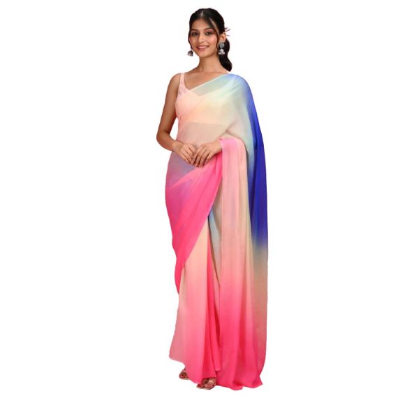 - Fancy Georgette multicolor saree - image 7 | Saree Palace Germany | Bazaa