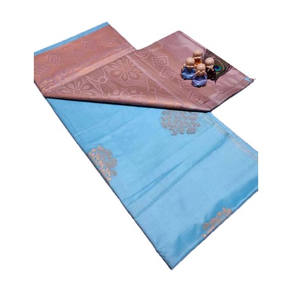 - Gray and sky blue soft silk saree - image 3 | Saree Palace Germany | Bazaa
