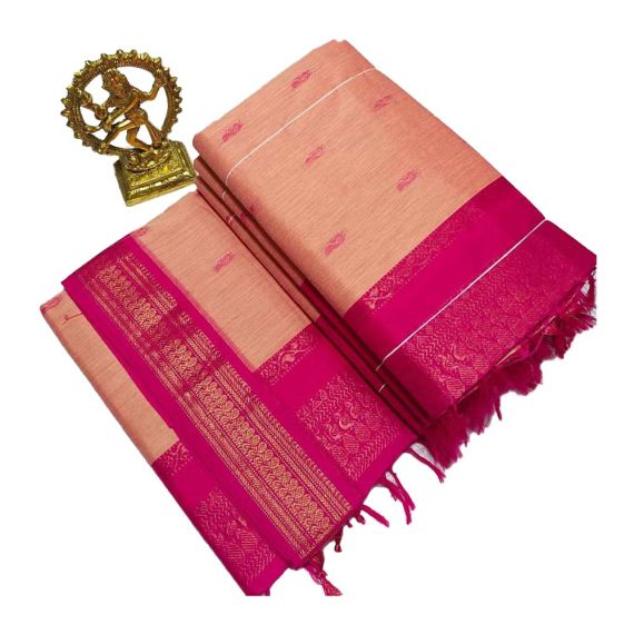 - Kuberan pink cotton saree with pink boarder - image 3 | Saree Palace Germany | Bazaa