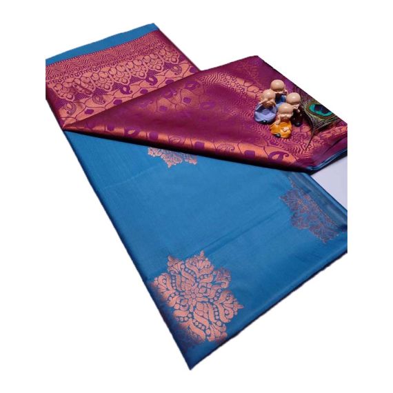 Magenta pink and blue silk saree - image 3 | Saree Palace Germany