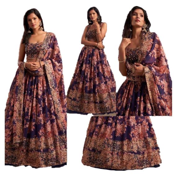 - New Eid Collection Trendy Purple Indian Bollywood Stylish Designer Ready to Wear Lehenga - image 3 | Saree Palace Germany | Bazaa