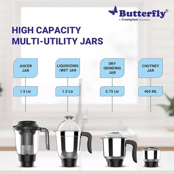 - Butterfly Jet Elite Mixer Grinder, 750W, 4 Jars (Grey) - image 9 | Indi Store | Bazaa