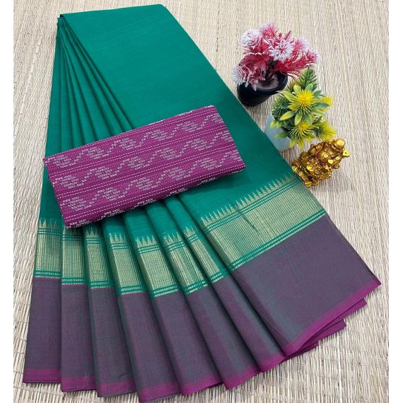 - Chettinad Cotton Sarees fancy design With Blouse - image 3 | Indi Store | Bazaa