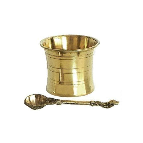 - pancha pathiram with spoon | Brass - image 3 | Indi Store | Bazaa